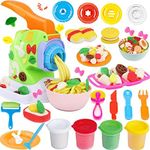 GOVOY Play Color Dough Spaghetti Maker Noodle Set Kitchen Creations Pasta Maker Machine Pretend Chef Toy Modeling Clay Dough Tools for Kids Christmas Birthday Gift 19Pcs