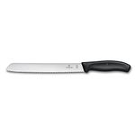 Victorinox Swiss Classic Stainless Steel Bread & Pastry Knife for Cutting Cake, Butter, Wavy Edge, 21 cm Black Blister, Swiss Made (6.8633.21B)