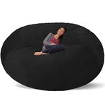 Comfy Sacks 8 ft Memory Foam Bean Bag Chair, Black Furry