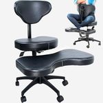 VIVO Mobile Cross Legged Office Chair with Back Support for Yoga Meditation ADHD, Height Adjustable, Black, CHAIR-CL03B
