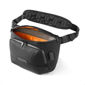 ALPAKA Bravo Sling Max, 8L RFID-Blocking Sling Laptop Bag for Men with Maglockz Buckle, Lockable Zips & External USB Port Black