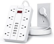 Power Strip with USB, Flat Plug Ext