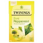 Twinings Pure Peppermint Flavoured Tea Bags - 20 Biodegradable Bags Caffeine & Sugar Free Herbal Tea for Digestion & Refreshment Natural Peppermint Flavor