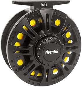 Aventik Z Fly Reel Center Drag System Classic III Graphite Large Arbor Sizes 3/4, 5/6, 7/8 Fly Fishing Reels (5/6 with Line)