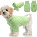 EMUST Sweater for Dogs, Knit Dog Christmas Sweater with Turtleneck, Elastic Medium Dog Sweater for French Bulldog, Dachshunds, Pitbull, Green M