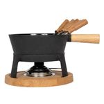 BOSKA Fondue Set Pro L - Premium Fondue Pot - Cheese Fondue Sets - Cast Iron Fondue Pot - Suitable for Every Stove - Incl. 6 Wooden Fondue Forks - Black - 60.8 fl oz