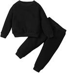 SOBOWO 4t Winter Clothes for Boys Toddler Baby Boys Girls Winter Clothes Solid Color Long Sleeve Pullover Sweatshirt Pants 2Pcs Kids Fall Outfits Set (Black, 3-4T)
