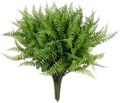 Grand Verde Boston Ferns Artificial Plants Faux Greenery Plastic Shrubs Real-Touch Bush DIY Decoration Outdoor Patio Garden Balcony Indoor Home Decor, Bulk 10pcs (Dark Green)