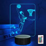 Basketball Kid's Bedside Light, FULLOSUN 3D Optical LED Night Lamp, Personalized Birthday Gifts for Sport Lover Boy Teen, with Remote Control 16 Colors Changes + 4 Changing Mode + Dim Function