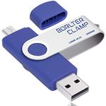 BorlterClamp 32GB USB Flash Drive Dual Port Memory Stick, OTG Swivel Thumb Drive with Micro USB Drive Port for Android Smartphone Tablet & Computer (Blue)