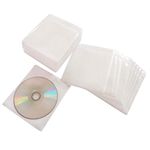 HAPLIVES CD/DVD/BluRay Sleeves,Double-Sided Refill Plastic Sleeve for CD and DVD Storage Binders,100 Pack (White)