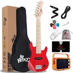 Winzz 30 Inch Kids Electric Guitar Beginner Kit, Junior 1/4 Size Mini Electric Guitar for Children with Amplifier, Beautiful Chritsmas Guitar Gifts - Glossy Red