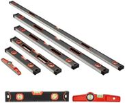 Torpedo Level Set, 6-Piece Aluminum Alloy Box Level Kit, Magnetic Spirit Leveler Tool with SAE Metric Scale, Shock-Proof