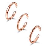 ORAZIO 3Pcs S925 Sterling Silver Simple Toe Rings for Women, Hypoallergenic Finger Ring Single Line Minimalist Toe Rings, Adjustable Tail Band Rings Summer Beach Foot Jewelry Set c