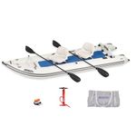 Sea Eagle 437ps PaddleSki Inflatable 1-2 Person Catamaran Boat – Paddle, Motor, Fish, or Sail – 4-in-1 Inflatable Watercraft – Self Bailing (437ps PaddleSki Swivel Seat Package)