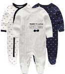 Kiddiezoom Baby and Toddler Boys' 3-Pack Snug Fit Footed Cotton One-Piece Romper Jumpsuit