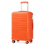 British Traveller 28" Large Suitcase Lightweight Hard Shell Luggage Durable Check in Hold Luggage with TSA Lock and 4 Spinner Wheels(28", Orange)