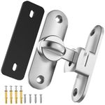 Flip Sliding Barn Door Lock, 90/180 Degree Sliding Door Lock Latch and latches for Barn Door, Pet Door, Bathroom, Outdoor, Garage, Window, Sliding Door (1, Silver)