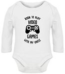 Hippowarehouse Born to Play Video Games with My Uncle Baby Vest Bodysuit (Long Sleeve) Boys Girls White