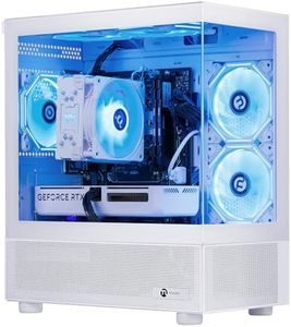 NINGMEI Gaming PC Desktop, AMD Ryzen 7 9700X 8 core 3.8GHz(up to 5.5GHz), GeForce RTX 5060 8GB, 16GB DDR5 RAM 6000MHz, 1TB NVME SSD, 650W PSU, Windows 11 Home 64-bit, WiFi, White