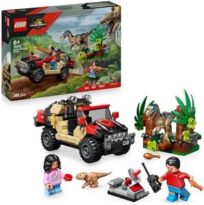 LEGO Jurassic World Raptor Off-Road Escape Dinosaur Toy - incl. 2 Dino Figures, Off-Road Car Toy & 2 Minifigures - Gift for 6+ Year Old Boys, Girls & Rebirth Movie Fans - 76972