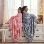 Famyo® Glow in The Dark Blanket Combo for Kids (Rocket Spaceship & Fairy Unicorn) | 200x152 cm | Soft Flannel Fleece Throw | Cozy, Warm, Machine Washable, Ideal Gift for Boys & Girls