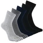 Teenloveme Mens Running Five Finger Toe Socks Cotton Liner Crew Socks, UK Men's shoes 6-10, Multicoloured-5 Pairs