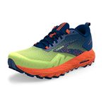 BROOKS Men's Cascadia 17 Sneaker, Sharp Green/Navy/Firecracker, 10 UK