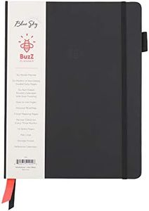 Blue Sky Buzz Planner, Undated Daily and Monthly Planner, Six-Month Organizer and Habit Tracker with Hourly Slots, Hardcover, 7" x 9", Black