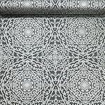 SOPHIE LAURENCE Oriental Mosaic Shimmer Metallic Glitter Damask Wallpaper Black Silver Easy Paste The Wall (Black Silver)