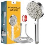 Magichome Shower Head and Hose 2M, High Pressure Shower Head with 5 Spray Modes, Turbocharged Design Powerful Shower Head for Low Water Pressure