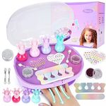 Kids Nail Polish Set for Girls, Peelable Nail Art Kit with Nail Dryer, Nail Studio Birthday Christmas Gifts for Little Girls Age 6-12