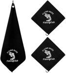 3 Pack 16’ x 16’ Black Microfiber Fishing Towels with Clip Camping Towel Hiking Towels Boat Towels Bait Towel Golf Towel For Man Women Camper Club Effective Cleaning of Fishing Gears Dirty Hands Body