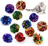 20 Pcs Cat Crinkle Balls, Funny Bright Color Paper Ball Pet Cats Kitten Interactive Playing Toy Set, Ideal for Kittens and Adult Cats