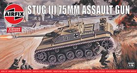 Airfix Vintage Classics Set - A01306V Stug III 75mm Assault Gun - Plastic Model Tank Kits for Adults & Children 8+, Set Includes 79 Pieces, Sprues & Decals - 1:76 Scale Model Tank Set