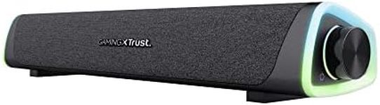 Trust Gaming GXT 620 Axon RGB Illuminated Soundbar 12W, USB Powered, 3.5mm AUX, PC Speaker for Computer, Laptop, Smartphone, Tablet, TV - Black