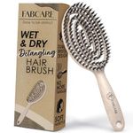 FABCARE Detangler Hair Brush for Women, Men & Children, Detangling Brush for Thick or Curly Hair, Brosse cheveux, Dry or Wet Hairbrush with Boar Bristles, Curved Vented Hair Brush (Beige)