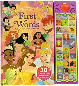 Disney Princess Cinderella, Moana, Rapunzel, and More! - First Words: Point, Match, Listen, and Learn! 30-Button Sound Book - PI Kids