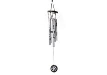 TEJ GIFTS Feng Shui Metal Wind Chime with Om Printed 5 Pipes for Positive Energy, Decorative Outdoor/Indoor Hanging Bells, Good Luck Chimes for Home/Balcony Decoration(Silver, Small)