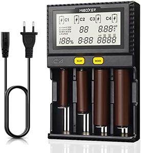 AUKSKY 18650 Cargador de batería universal inteligente con pantalla LCD para baterías Ni-MH, NI-Cd, AA, AAA, 14500, 18350, 21700, 26650, Li-Ion LiFePO4, RCR123A (4 ranuras) (C4)
