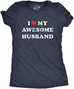 Womens I Love My Awesome Husband Tshirt Cute Relationship Married Tee (Heather Navy) - 3XL