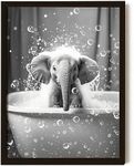 EXCOOL CLUB Elephant Wall Art for Bedroom - 12x16 inches | 30x40 cm Elephant Pictures Wall Decor, Funny Elephant Bathroom Decor, Baby Elephant Bathtub Art Prints, Funny Animal Poster for Home Restroom (UNFRAMED)