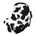 Qilmy Soft Baby Car Seat Covers Canopy for Infants Strollers Canopies for Newborns Babies Nursing Apron Cover for Breastfeeding, Cute Cow Print