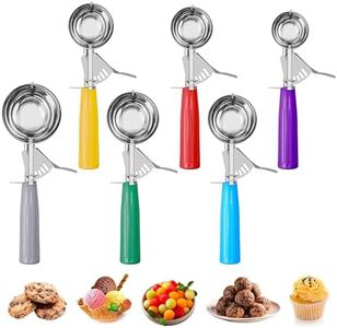 6 Pack Cookie Scoop Set, Ice Cream Scoop with Trigger, Professional Stainless Steel Disher Scoop Cookie Dough Scoop Portion Scoop for Baking Meatball Melon Baller Cupcake Muffin, 6 Sizes