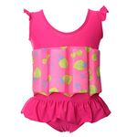 Kids Baby Girls Float Suit Strawberry Floatation Swimsuit with Adjustable Buoyancy Bathing Swimwear Toddler One Piece Swimming Suit Summer Flutter Sleeve Vest Ruffle Tutu Swim Dress Hot Pink 2-3T