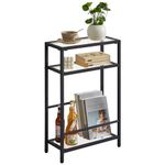 IBUYKE Narrow Side Table with Storage Shelf, 3 Tier Slim End Table,Modern Sofa Table, Small Nightstand, Telephone Table for Small Spaces,for Living Room, Bedroom, Black TMZ002B