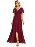 Ever-Pretty Women's Chiffon V Neck Ruffle Maxi Bridesmaid Dresses Burgundy 16