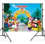 cartoon Background Cloth - Donald Duck Birthday Background Cloth Children's Birthday Photo Poster Decoration Birthday Party Supplies Photo Prop (150 * 100 cm)