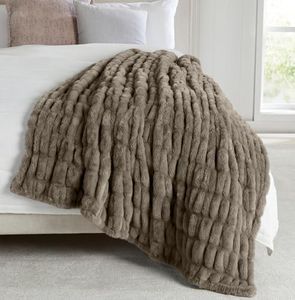 Springtree Home Luxury Micro Plush Throw Blanket | Thick Faux Fur | Brown