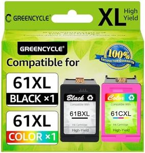 GREENCYCLE 61XL Remanufactured Ink Cartridges Replacement for HP 61 XL Combo Pack Compatible with Envy 4500 5530 Deskjet 1000 1056 1510 1512 1010 1055 OfficeJet 4630 Printer (1 Black, 1 Tri-Color)